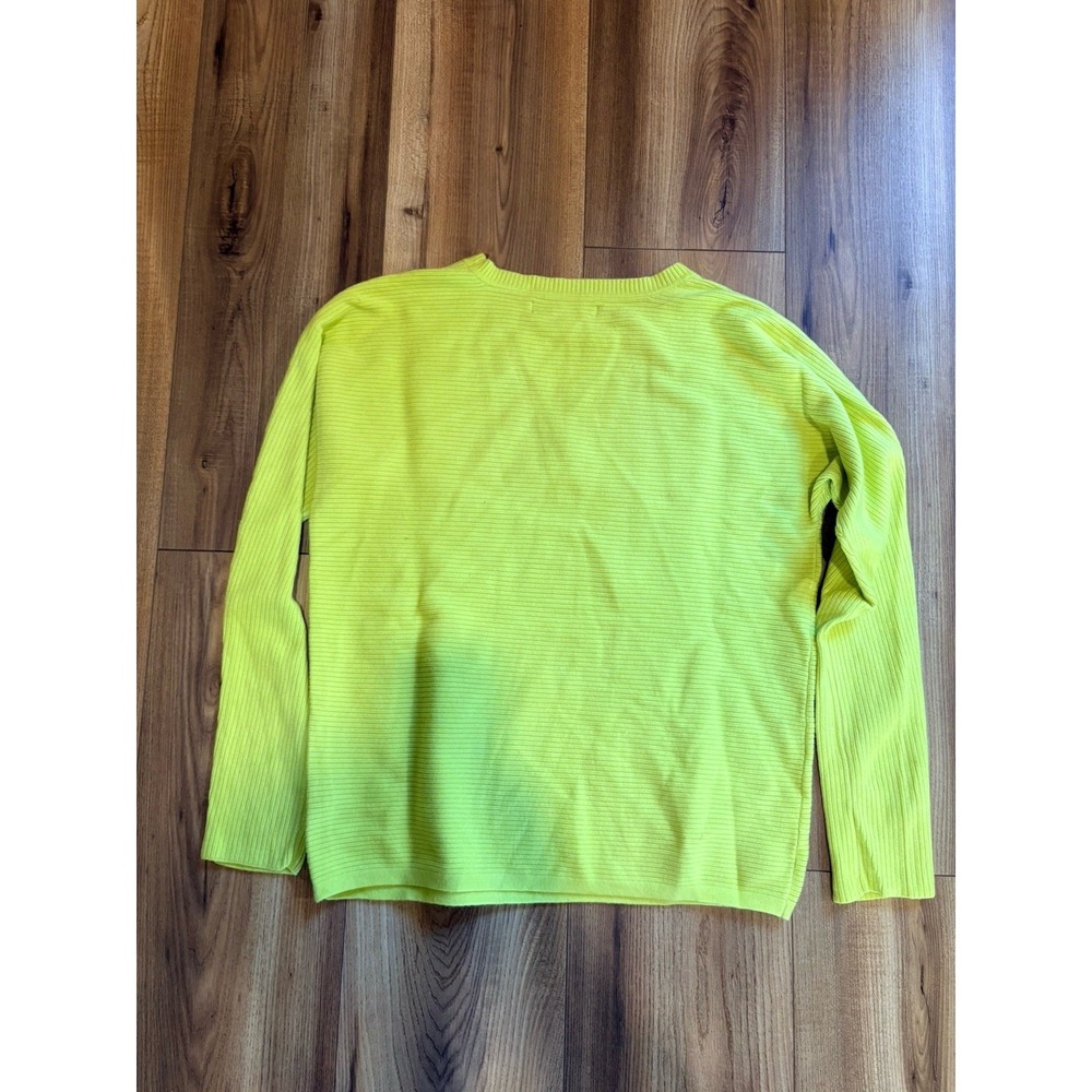 Apt. 9 Neon Yellow Lightweight Sweater Women's Small Ribbed Long Sleeve Crewneck - Picture 5 of 5